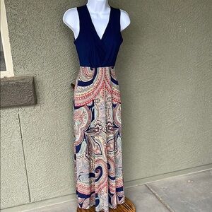 No.141 Gilli Navy and Paisley Maxi Dress Size Small